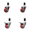 Service Caster 3'' Red Poly Swivel 1-1/2'' Expanding Stem Caster Set 2 Total Lock Brakes, 4PK SCC-EXTTL20S314-PPUB-RED-2-S-2-112 - alternate 1